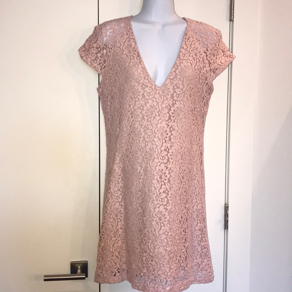 Zara blush pink lace dress